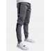 Mens Solid Color Side Patchwork Casual Pants With Pocket